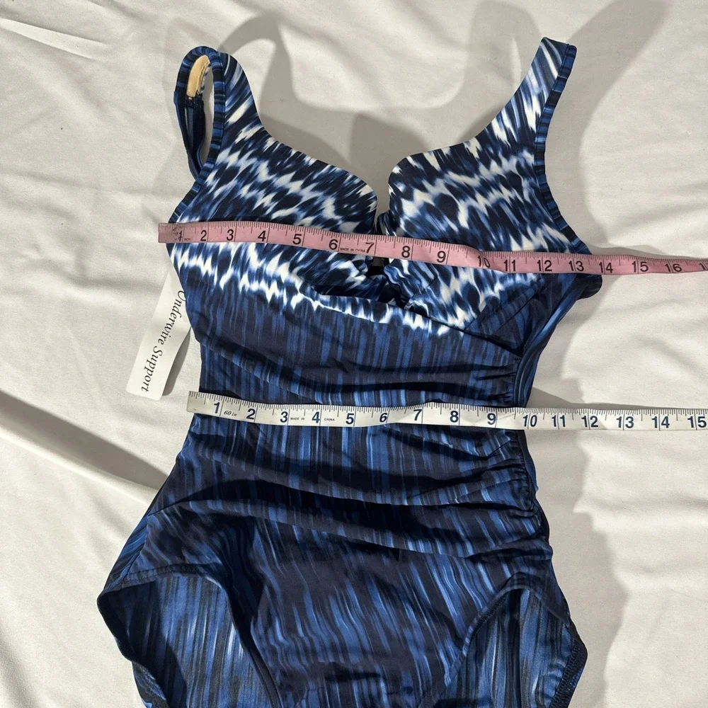 NEW $166 Miraclesuit [ 10 US ] Indigo Go Escape One‎ Piece Swimsuit Blue #7039